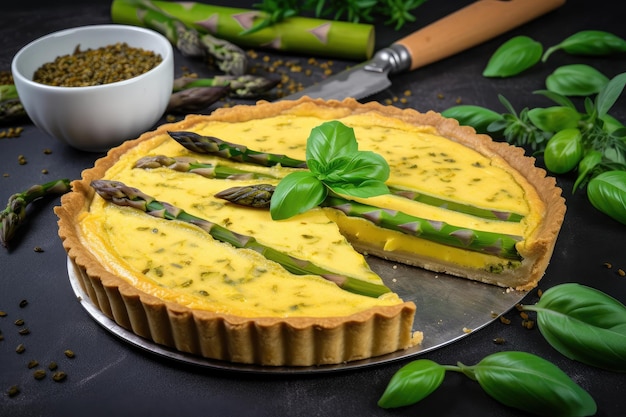 Asparagus tart with silky smooth custard filling