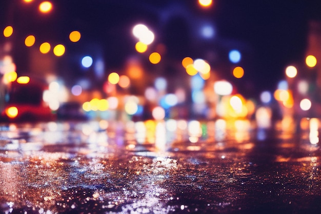 Asphalt after rain night city