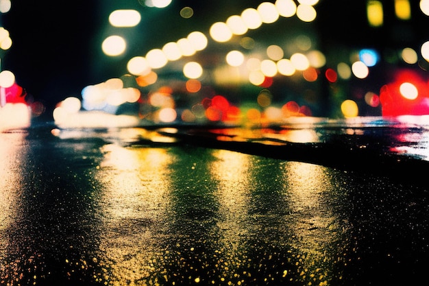 Asphalt after rain night city