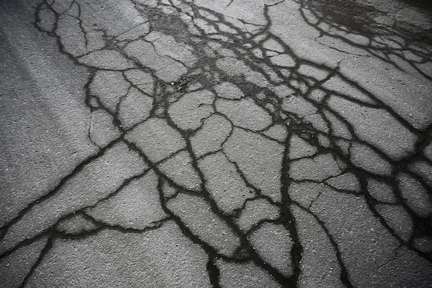 asphalt in cracks texture / abstract background cracks on asphalt road