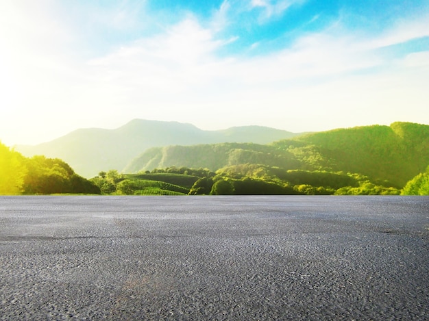 Asphalt road and beautiful natural landscape background.