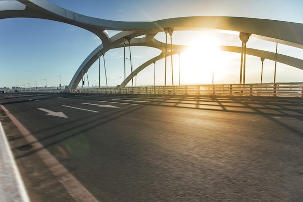 Asphalt road on the bridge