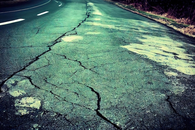 Asphalt road in cracks texture abstract background