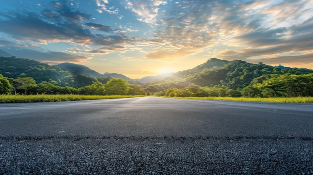 Asphalt Road Leading to Mountainous Landscape