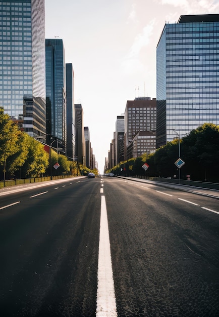 asphalt road and modern city wallpaper