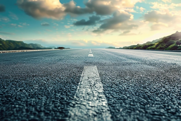 Asphalt road and sky Asphalt road and sky