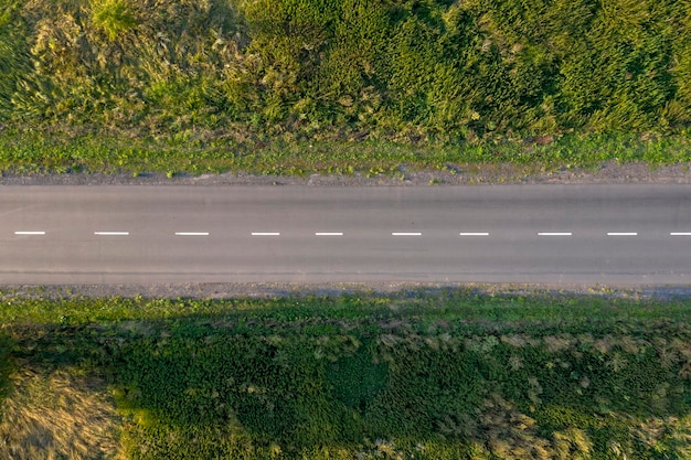 asphalt road view from above drone shooting