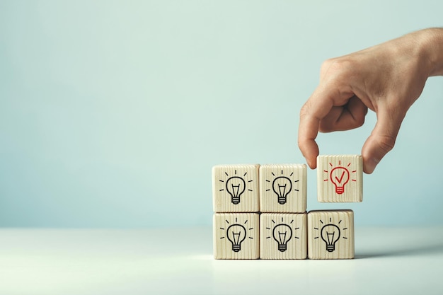 Assembled wooden cubes on the theme of business ideas