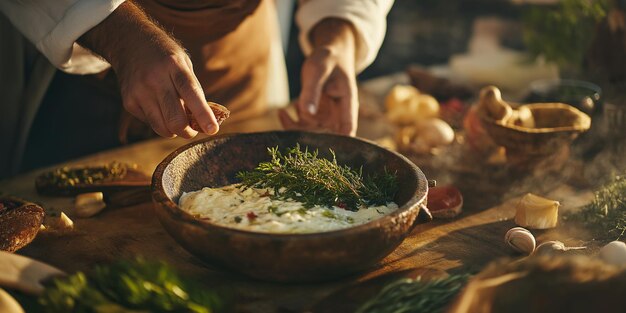 Photo assembling greek lamb dish