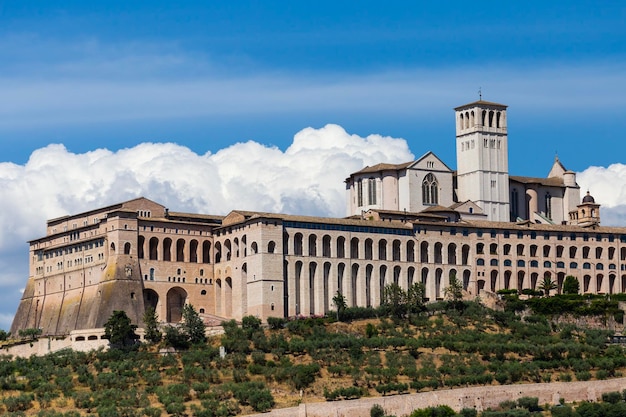 Assisi village in Umbria region Italy The most important Italian Basilica dedicated to St Francis San Francesco