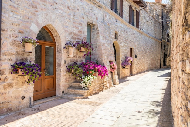 Assisi village in Umbria region Italy The town is famous for the most important Italian Basilica dedicated to St Francis San Francesco