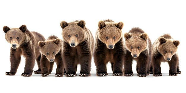 Photo assorted brown bears in different poses on white background concept animals bears photography portraits white background