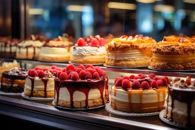 Assorted Cakes Display Case