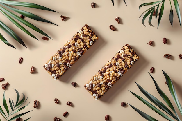 Photo assorted chocolate and nut snack bars healthy protein and granola bars