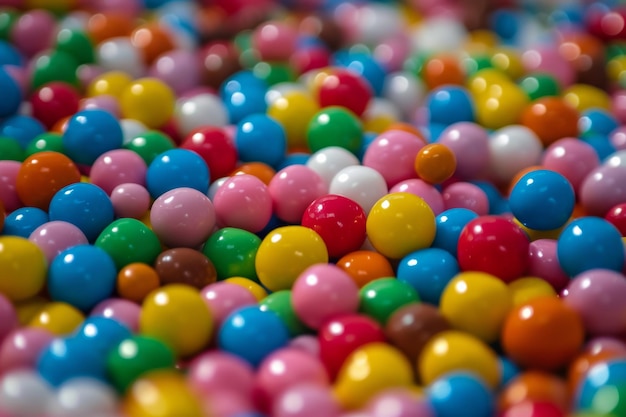 Assorted Colorful Balls CloseUp Shot