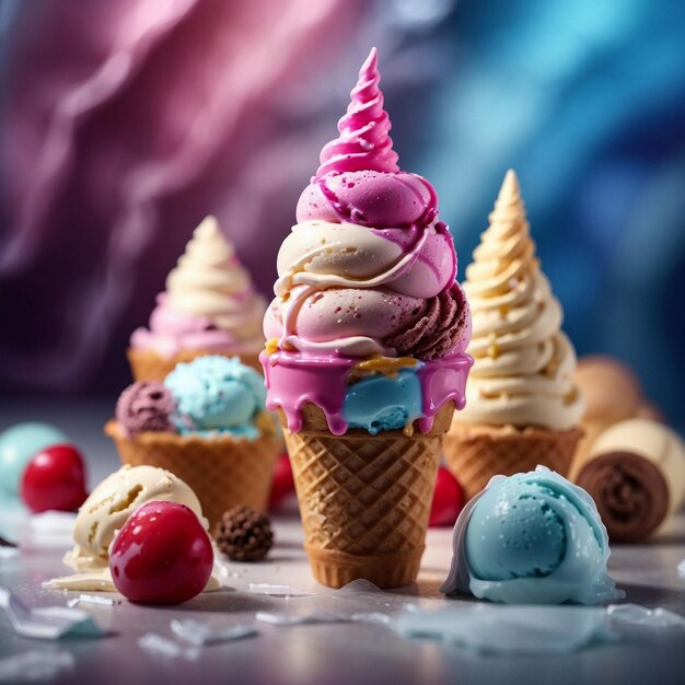 Assorted colorful ice cream background