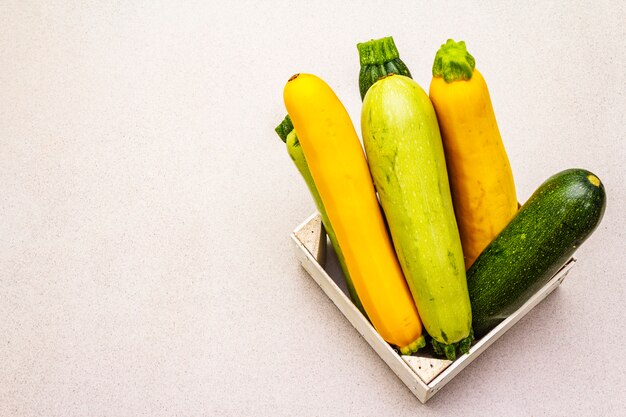 Assorted colorful zucchini