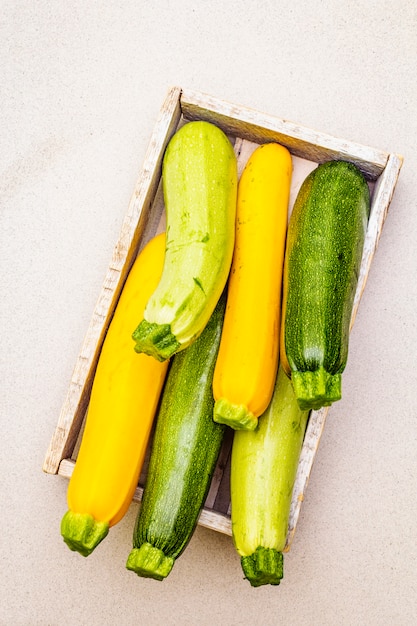 Assorted colorful zucchini