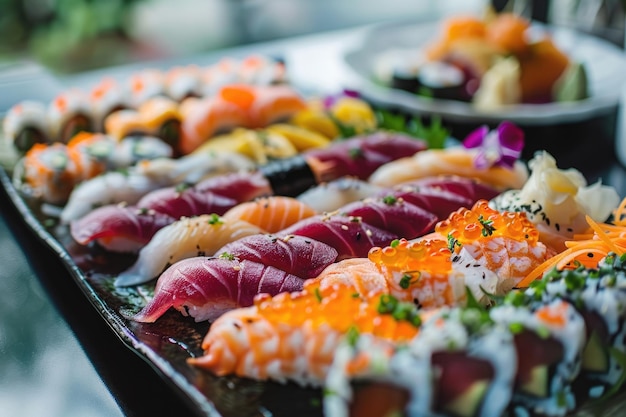 Assorted Fresh Sushi Platter Closeup