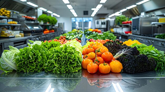 Assorted Fresh Vegetables on Kitchen Counter Generative AI