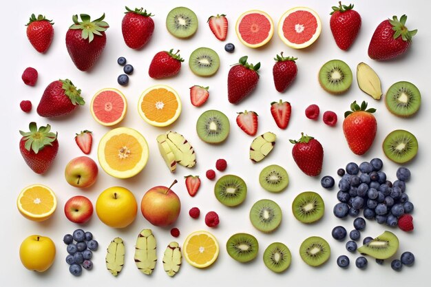 Assorted Fruits on White Surface