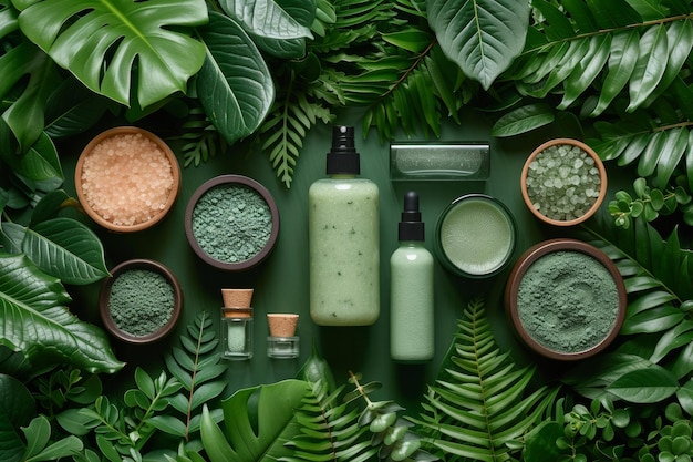 Assorted green items on table