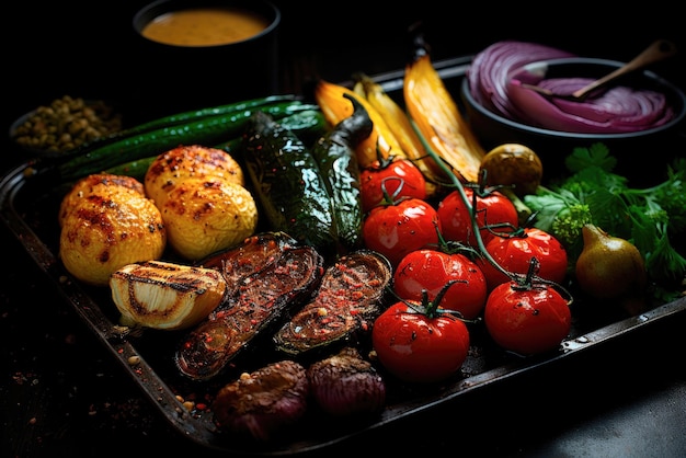 Assorted grilled organic vegetables