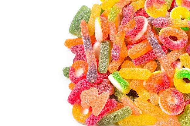 Assorted gummy candies Top view Jelly sweets