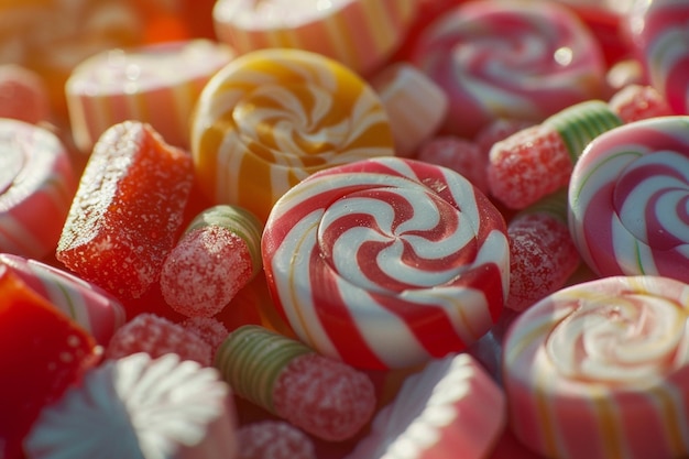 Photo assorted hard candy in vibrant colors