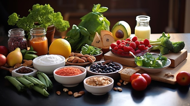 Assorted Healthy Ingredients on a Nutritionist's Table