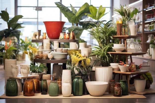 Assorted interior decor items are on display at a store in a shopping center The store offers a rang