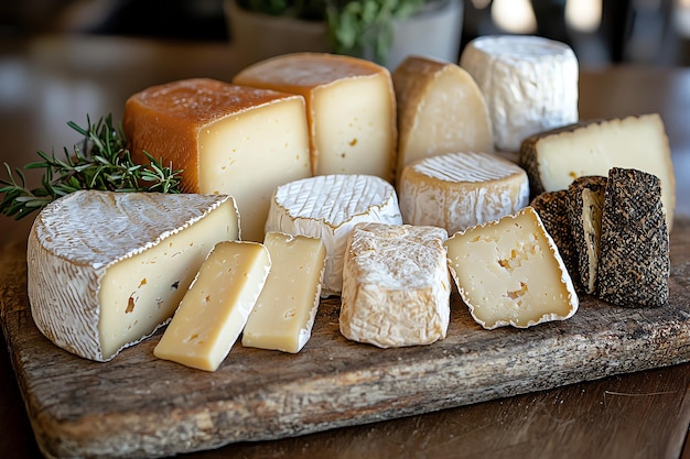 Assorted Italian Cheeses on Rustic Cheese Board