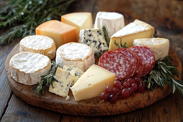 Assorted Italian Cheeses on Rustic Cheese Board