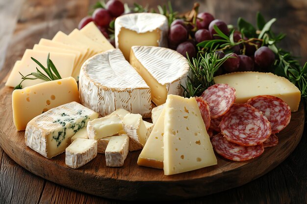 Assorted Italian Cheeses on Rustic Cheese Board