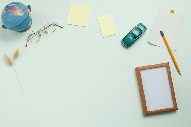 Assorted office supplies on the desk