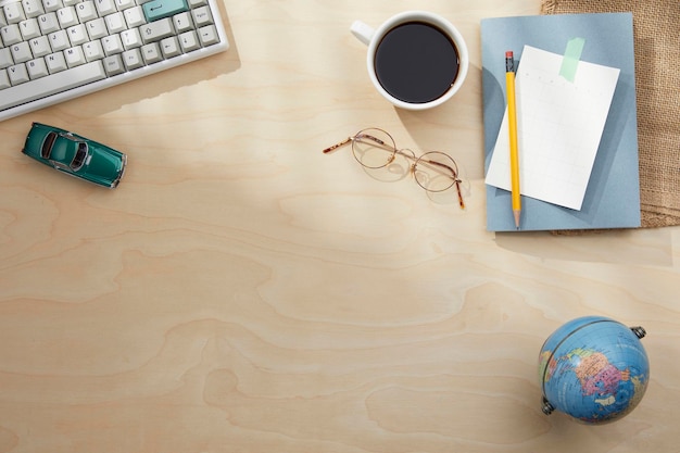 Assorted office supplies on the desk