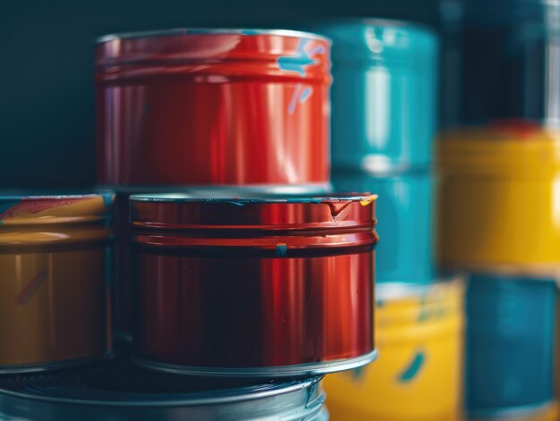 Assorted Paint Cans and Color Palette