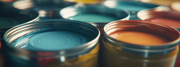 Assorted Paint Cans and Color Palette