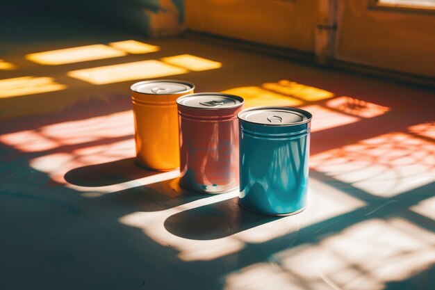 Assorted Paint Cans and Color Palette