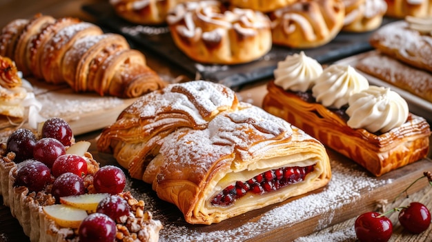 Photo assorted pastries featuring a variety of different types