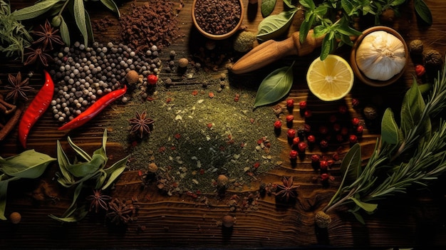 Assorted spices on a table perfect for culinary projects