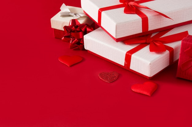 Assorted white gift boxes