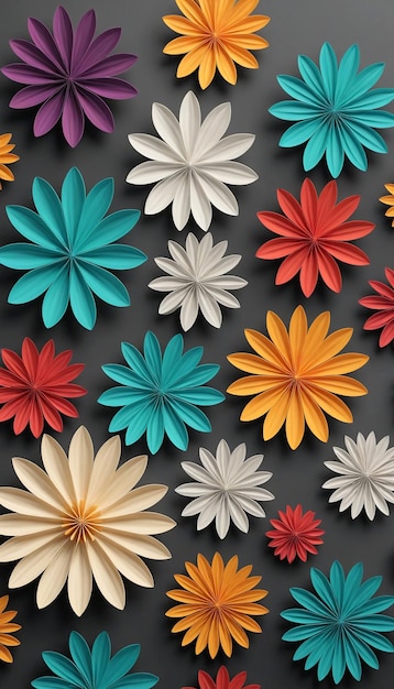 Assortment of abstract 3d flowers a colorful background with flowers and the word flowers