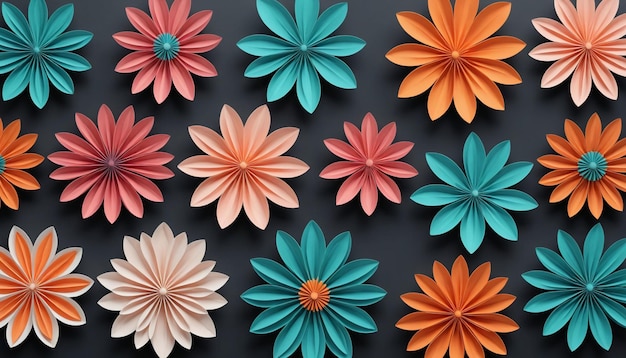 Assortment of abstract 3d flowers a series of different flowers with different colors