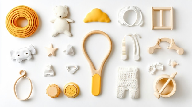 Assortment of Baby Accessories on White Background