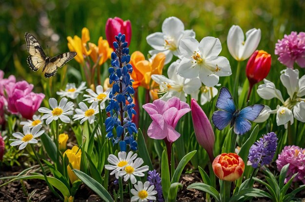 Assortment of beautiful spring flowers