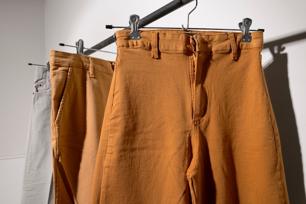 Assortment of beige tone colored pants