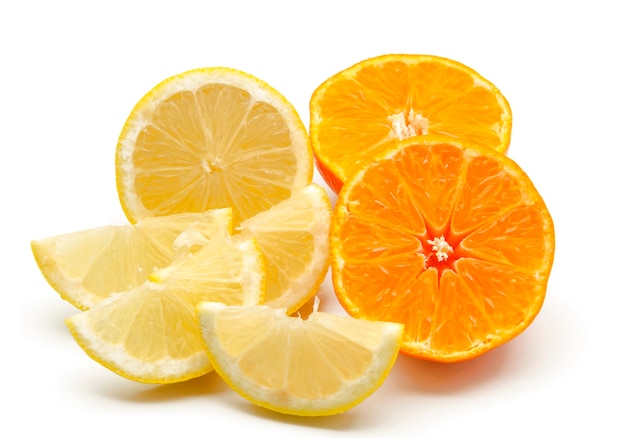 Assortment of citrus on white surface