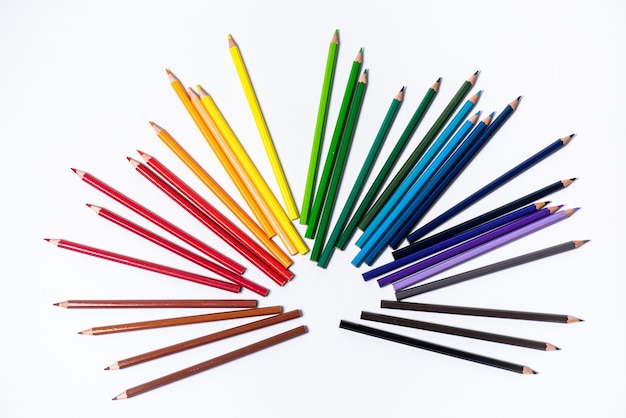 Assortment of colored pencils.Colored Drawing Pencils.Colored drawing pencils in a variety of colors