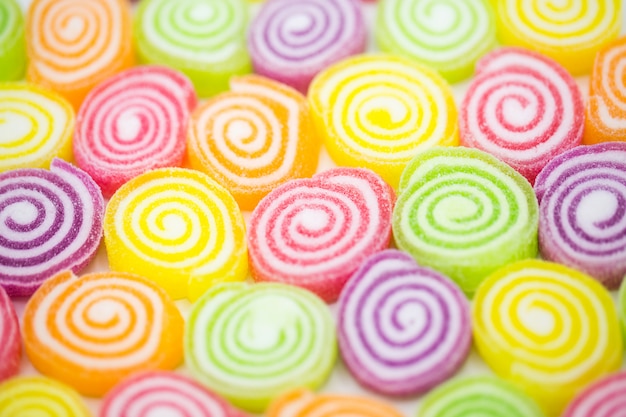 Assortment of colorful fruit jelly candy